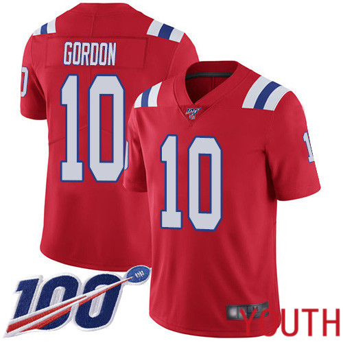 New England Patriots Football #10 Vapor Untouchable 100th Season Limited Red Youth Josh Gordon Alternate NFL Jersey